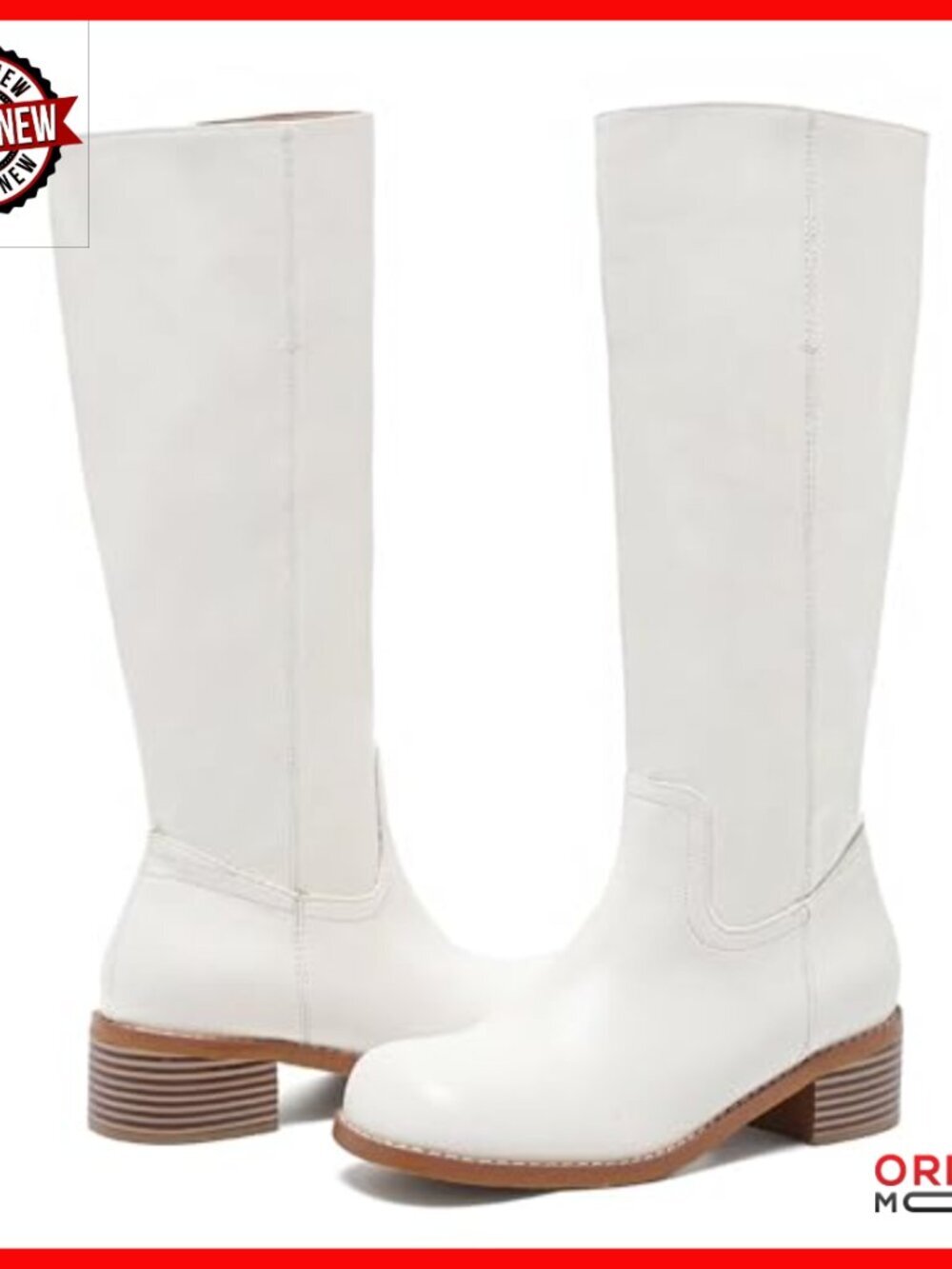 Knee High Boots Wide Calf Platform Chunky Heel Pull On Square Toe - Picture 4 of 7
